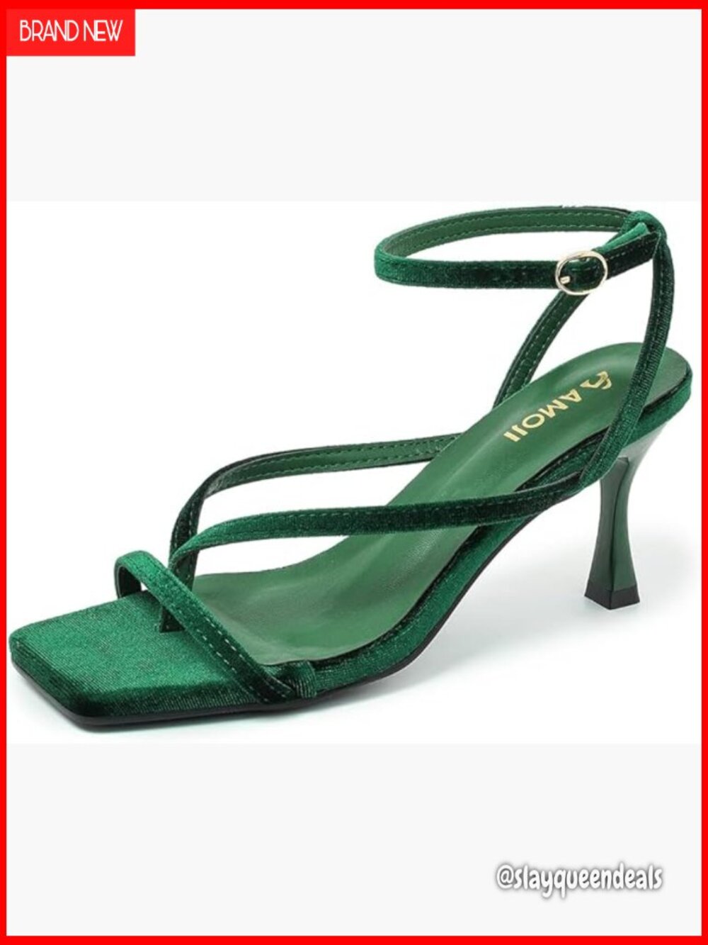 Kitten Heels Sandals Strappy Thong Square Toe 2.5 Inch Heel Ankle Strap